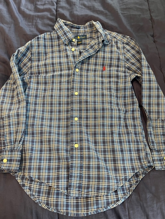 Ralph Lauren Other - Ralph Lauren Boys Navy Blue Plaid Button-Down Shirt with Red Pony